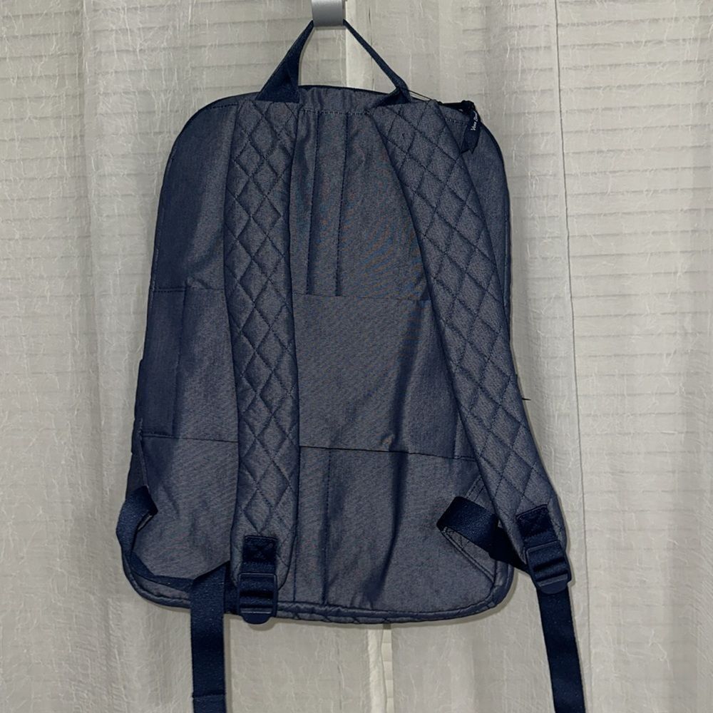 Vera Bradley Denim Moonlight Navy Large Laptop Essential Quilted Backpack 31L - Picture 10 of 15